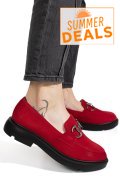 MOCASINI ROSII PIELE NATURALA INTOARSA 1S77243