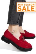 MOCASINI ROSII PIELE NATURALA INTOARSA 1S77243