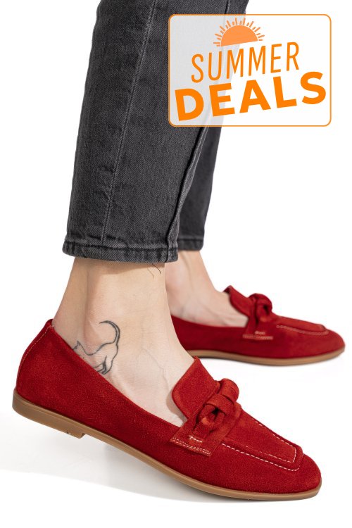 Mocasini rosii piele naturala intoarsa as773093