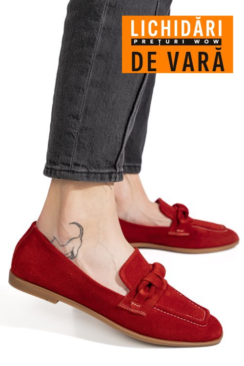 Mocasini rosii piele naturala intoarsa as773093