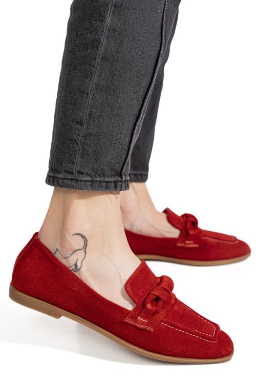 Mocasini rosii piele naturala intoarsa as773093