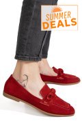 MOCASINI ROSII PIELE NATURALA INTOARSA AS773093