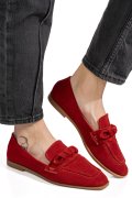 MOCASINI ROSII PIELE NATURALA INTOARSA AS773093