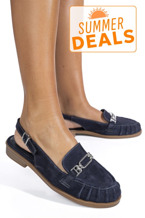 Pantofi bleumarin piele naturala intoarsa as773746