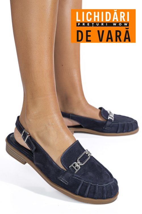 Pantofi bleumarin piele naturala intoarsa as773746