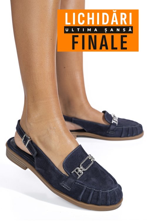 Pantofi bleumarin piele naturala intoarsa as773746