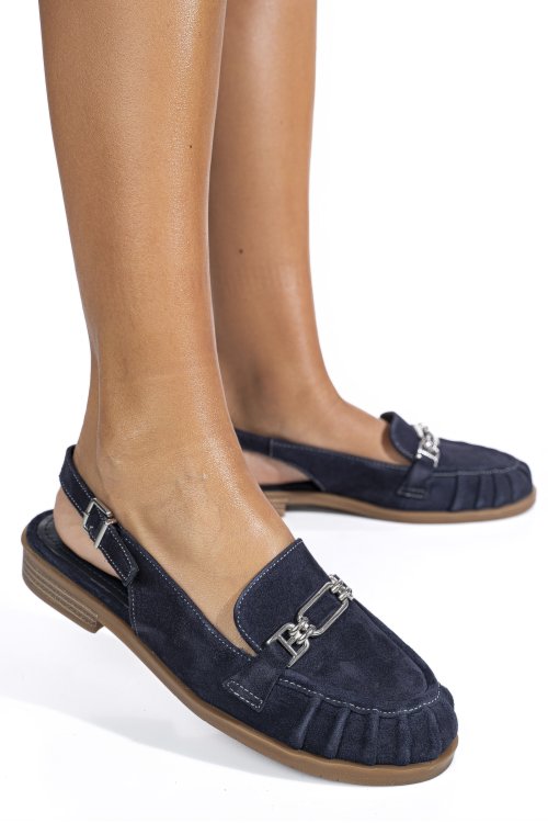 Pantofi bleumarin piele naturala intoarsa as773746