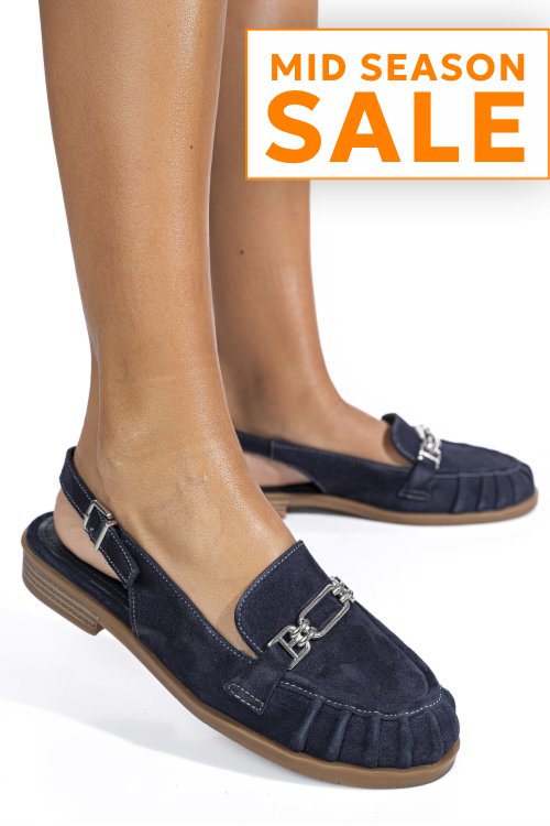 Pantofi bleumarin piele naturala intoarsa as773746