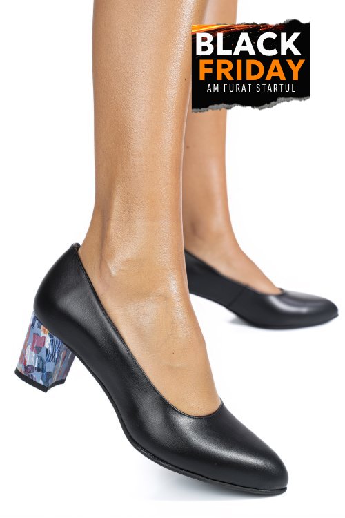 Pantofi negri picasso piele naturala mosa
