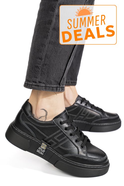 Pantofi sport negri piele naturala jpcy6821