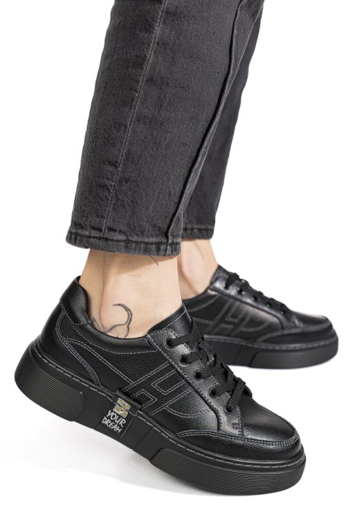 Pantofi sport negri piele naturala jpcy6821