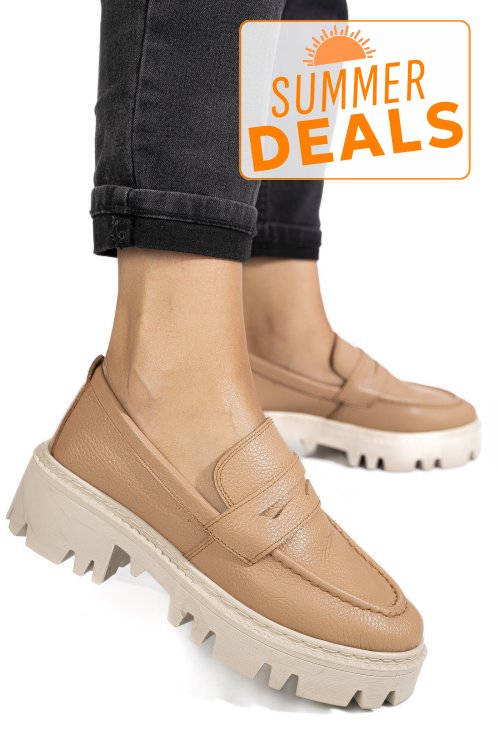 Mocasini nude piele naturala ipcbm024