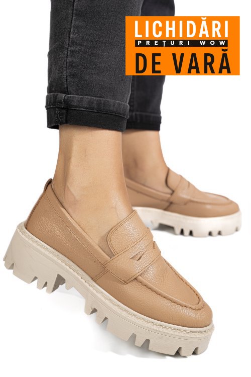 Mocasini nude piele naturala ipcbm024