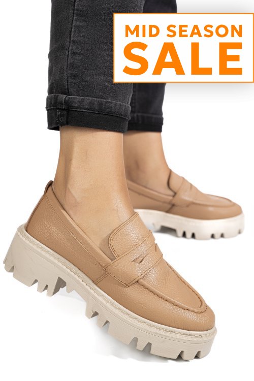Mocasini nude piele naturala ipcbm024