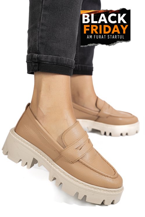 Mocasini nude piele naturala ipcbm024