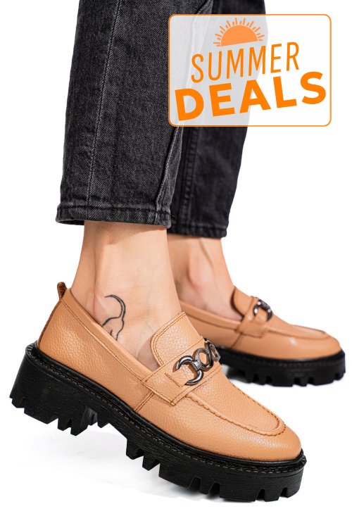 Mocasini nude piele naturala ipcbm007