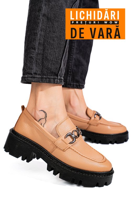 Mocasini nude piele naturala ipcbm007