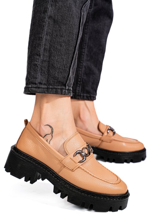 Mocasini nude piele naturala ipcbm007