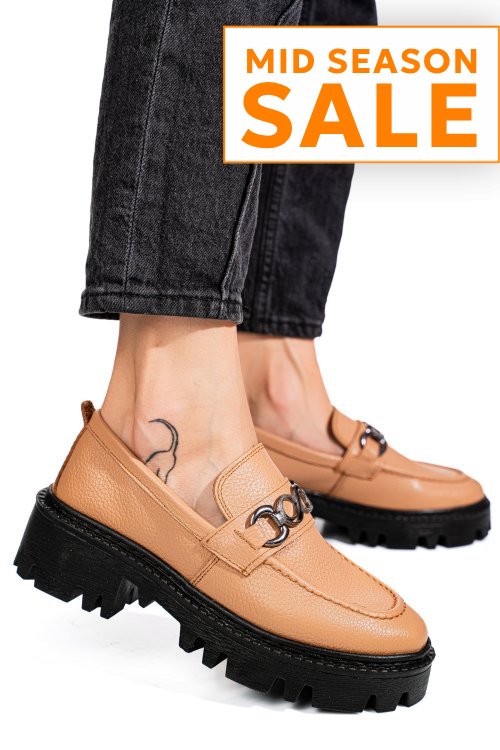 Mocasini nude piele naturala ipcbm007