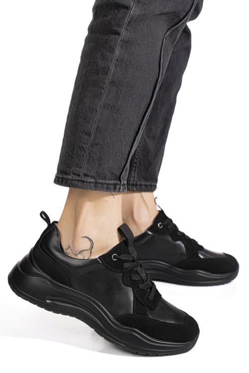 Pantofi sport negri piele naturala fpc002455