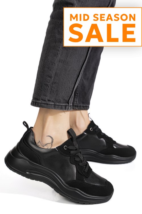 Pantofi sport negri piele naturala fpc002455