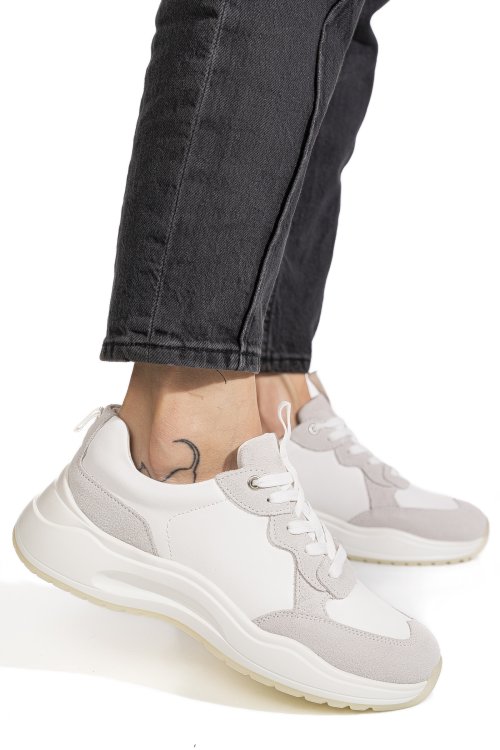 Pantofi sport albi piele naturala fpc002455