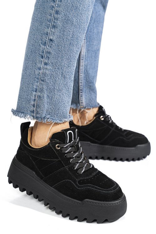 Pantofi sport negri piele naturala xs77xjz23h