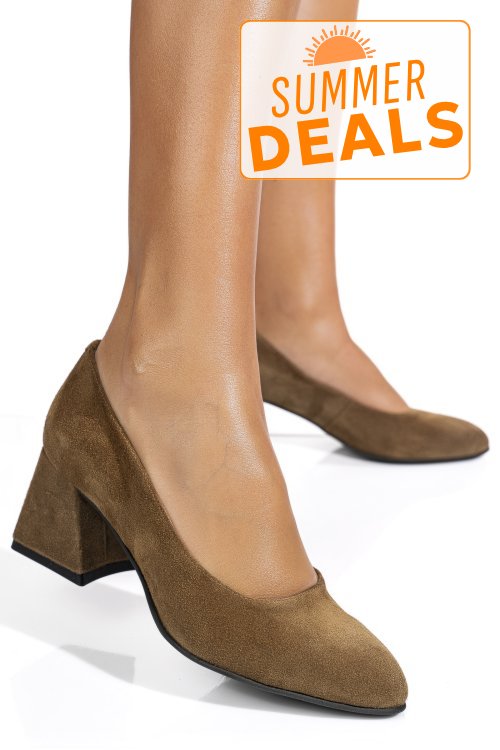 Pantofi taupe piele naturala intoarsa 5s77003