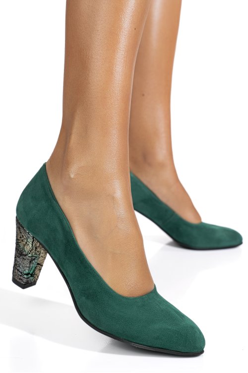 Pantofi verzi piele naturala intoarsa 5s77650