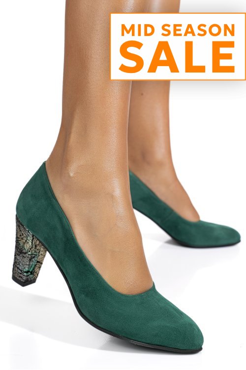 Pantofi verzi piele naturala intoarsa 5s77650