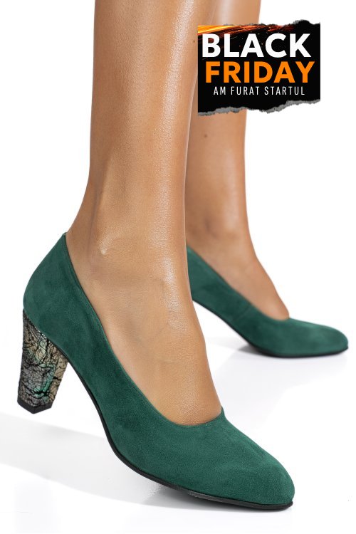 Pantofi verzi piele naturala intoarsa 5s77650