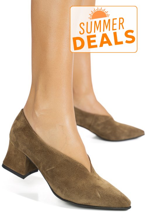 Pantofi taupe piele naturala intoarsa 1s77666