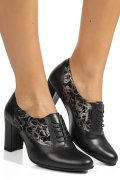 PANTOFI NEGRU ARGINTIU PIELE NATURALA 1S77715