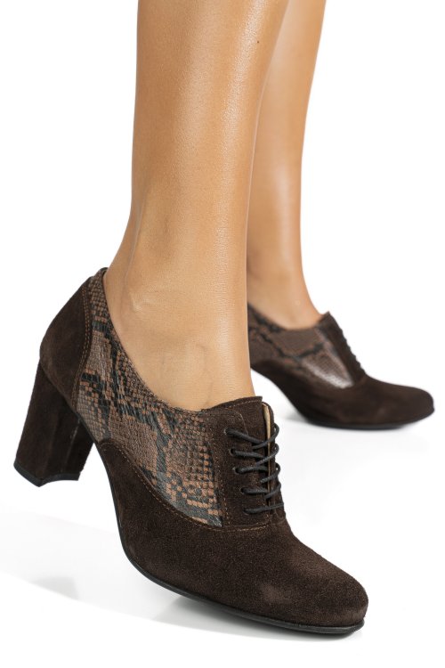 Pantofi maro inchis piele naturala intoarsa 1s77715