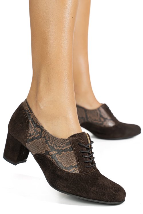 Pantofi maro inchis piele naturala intoarsa 1s77515pa