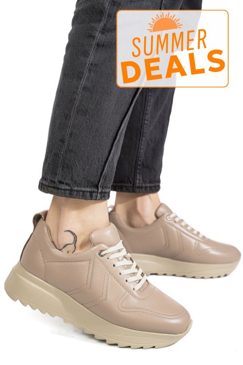 Pantofi sport taupe piele naturala 4s77021