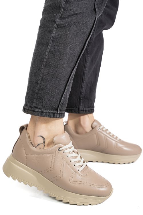 Pantofi sport taupe piele naturala 4s77021