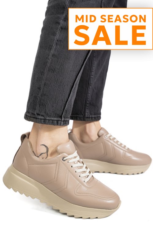 Pantofi sport taupe piele naturala 4s77021