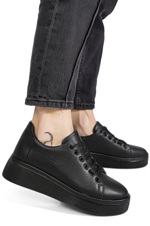 Pantofi sport negri piele naturala 9s77037