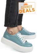 PANTOFI SPORT DAMA PIELE NATURALA TURCOAZ  TALPA ALBA 3S77001