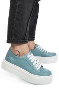 PANTOFI SPORT DAMA PIELE NATURALA TURCOAZ  TALPA ALBA 3S77001