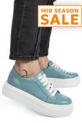 PANTOFI SPORT DAMA PIELE NATURALA TURCOAZ  TALPA ALBA 3S77001