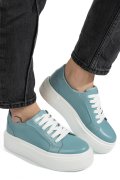 PANTOFI SPORT DAMA PIELE NATURALA TURCOAZ  TALPA ALBA 3S77001
