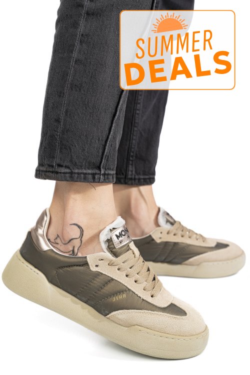 Mono way, pantofi sport beige piele naturala intoarsa jiha-62w