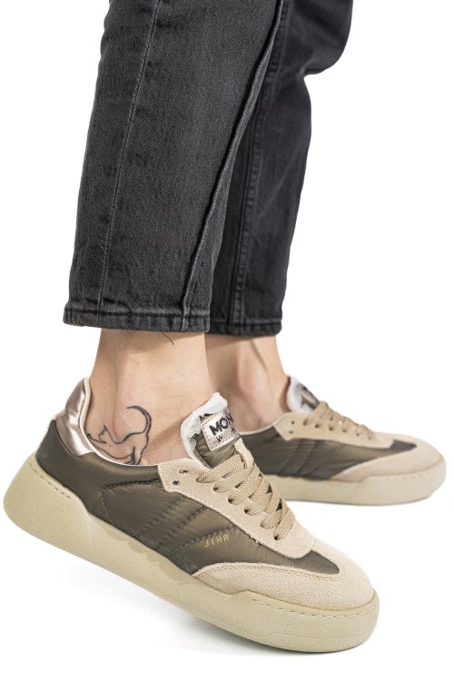 Mono way, pantofi sport beige piele naturala intoarsa jiha-62w