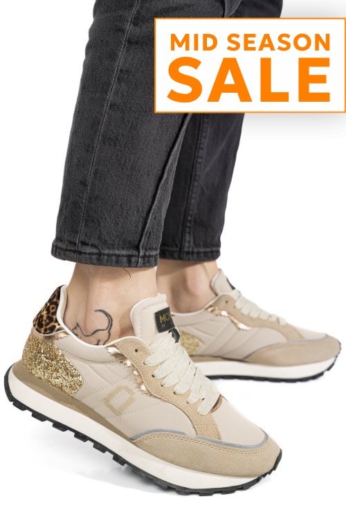 Mono way, pantofi sport beige piele naturala intoarsa cheetah-79w