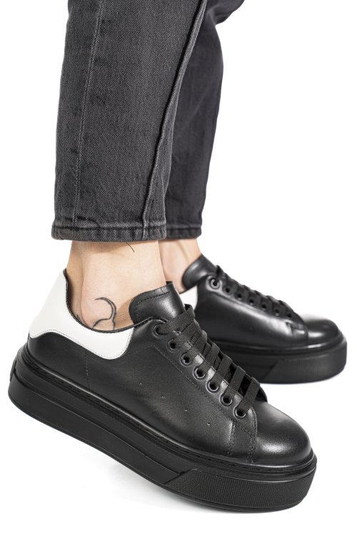 Pantofi sport negru alb piele naturala 4s7784