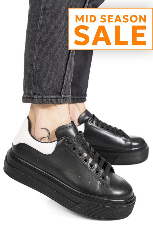 Pantofi sport negru alb piele naturala 4s7784