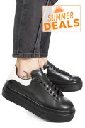 PANTOFI SPORT NEGRU ALB PIELE NATURALA 4S7784