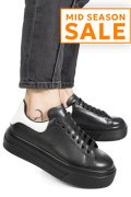 PANTOFI SPORT NEGRU ALB PIELE NATURALA 4S7784